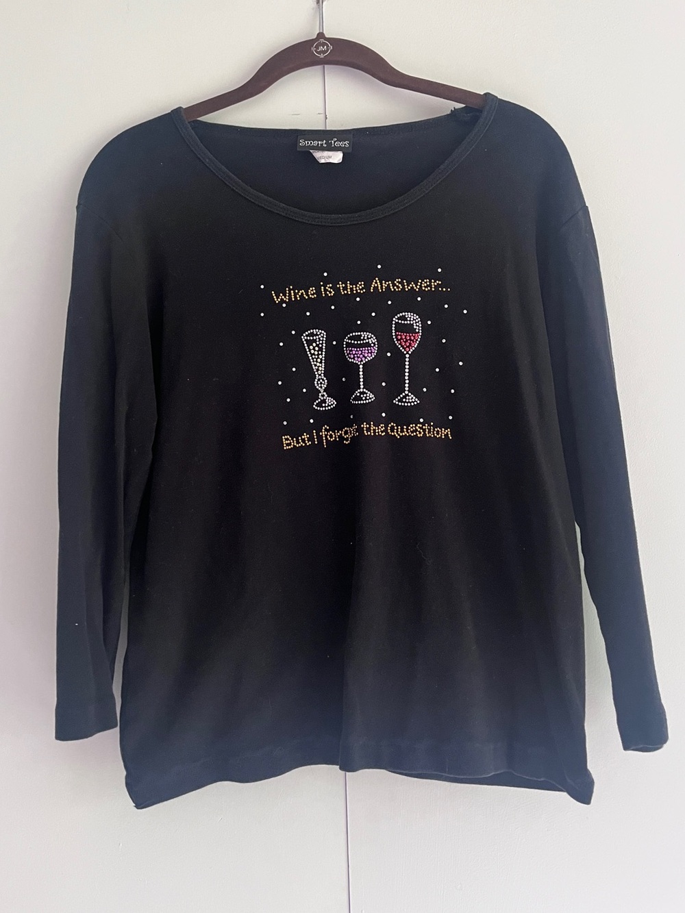 Black Long-Sleeve Wine Graphic Tee